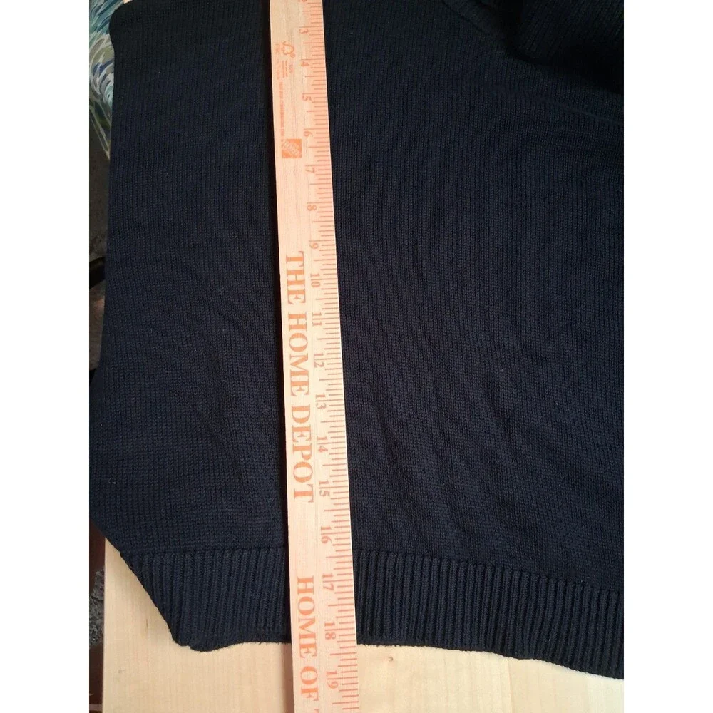 Minimalist 100% Cotton Split Turtleneck Black Knit Sweater 525 Women’s Size L